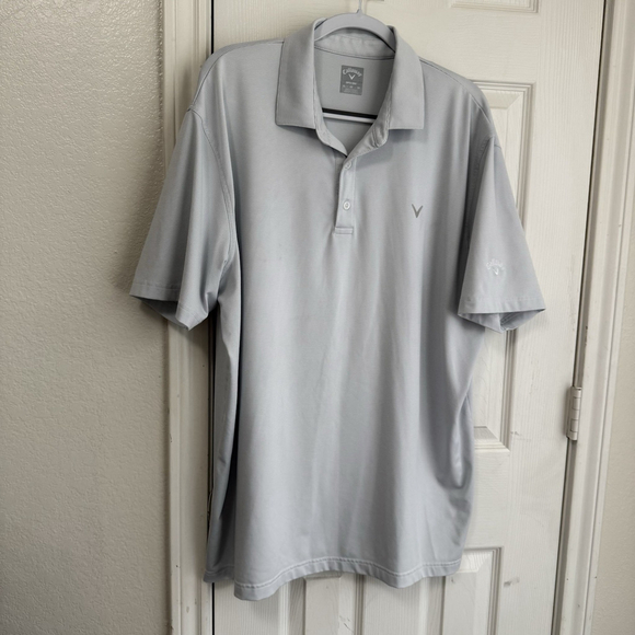 Callaway Opti Dry XL Light Blue & White Striped Performance Golf Shirt - Picture 2 of 9